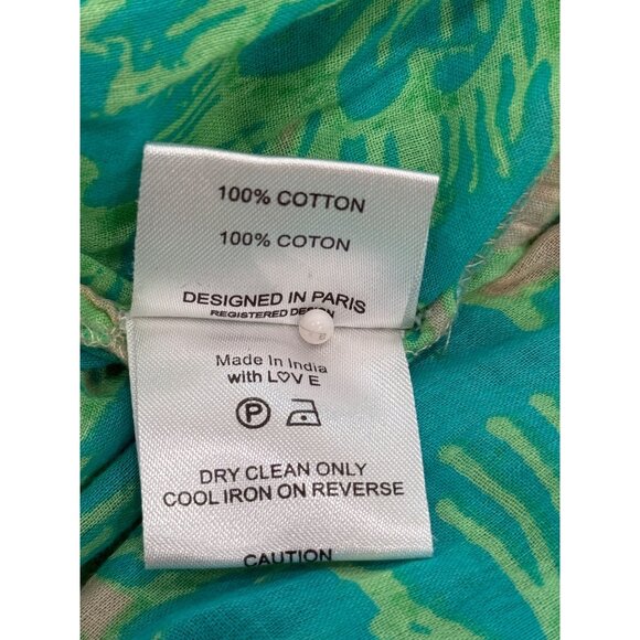 Miss June Floral Sleeveless Ruffle Dress Green Beige Gold-Button Womens One Size - Picture 7 of 7